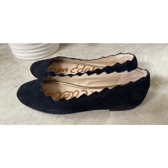 Sam Edelman Francis scalloped black suede leather flats Sz 9-1/2 EUC - Picture 4 of 10